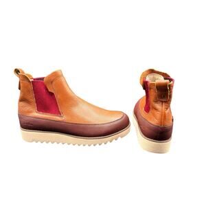 Jambu Gabby Waterproof Leather Chelsea Boots Brown/Red Women’s 8M